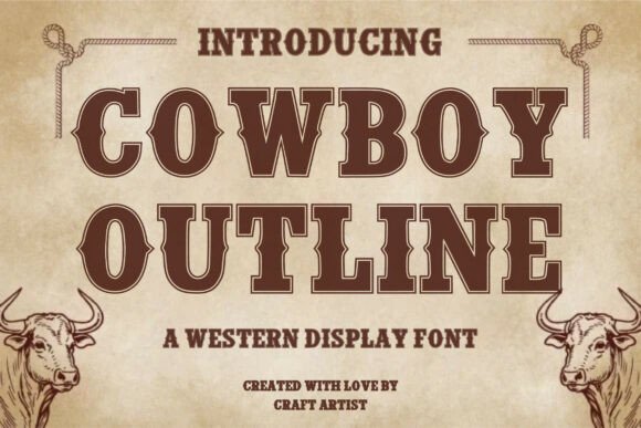 Cowboy Outline: A Bold Western Display Font for Authentic Designs